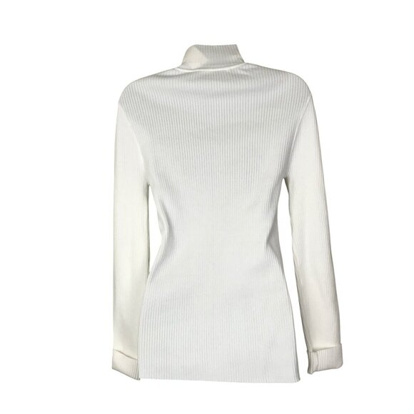Trina Turk White 80% Cotton Turtle Neck Size L - Picture 5 of 7